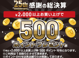 3/7(土)〜3/19(木) 500ポイントプレゼント！