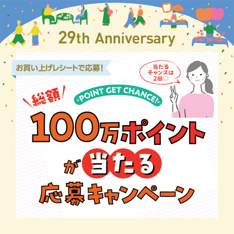 【29th Anniversary】総額100万ポイントが当たる!応募キャンペーン