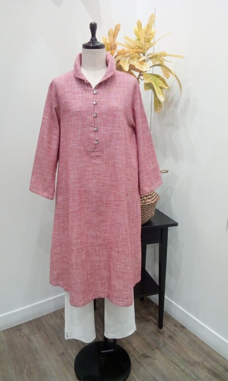 コットン丸衿ワンピース