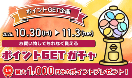 10/30(金)〜11/3(火)は必ずポイントが当たります！